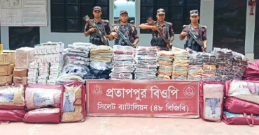 সিলেট সীমান্তে ১ কোটি ৪২ লাখ টাকার ভারতীয় চোরাই পণ্য জব্দ