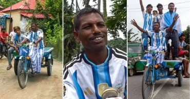 ঋণের টাকায় আর্জেন্টিনার রঙে গ্রাম রাঙালেন ঈশ্বরগঞ্জের ‘সুমন মেসি’