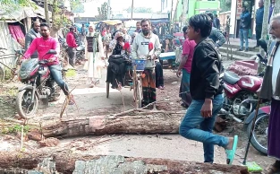 নাটোরে সারের দাবিতে সড়ক অবরোধ করে কৃষকদের বিক্ষোভ