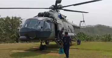 রাঙামাটির দুর্গম ৯টি ভোটকেন্দ্রে হেলিকপ্টারে গেল নির্বাচনি সরঞ্জাম