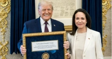 Venezuelan opposition leader Machado presents Nobel Peace Prize to Trump at White House