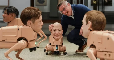 Robot dogs with leader’s faces roam Berlin museum in Beeple’s latest exhibit