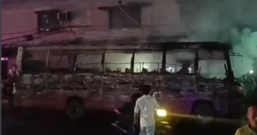 Bus catches fire in Gazipur due to engine glitch