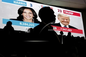 Trump and Harris win reliable states while voters await battleground results