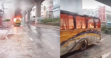 Passenger bus intercepted, fired at, set ablaze in Dhaka