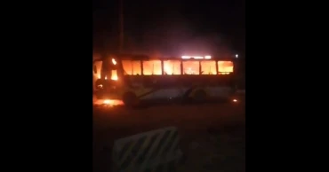 Passenger bus set ablaze in Ashulia