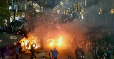 Georgian protesters clash with police for second night after EU talks suspended