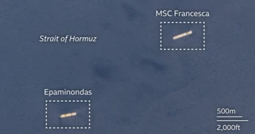 Satellite images show two ships seized by Iran anchored near Hormuz Island