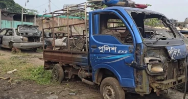 Police van used to burn six people during July Uprising recovered in Ashulia
