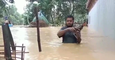 Over 100 villages flooded in 3 upazilas of Sherpur ; over 50,000 people stranded