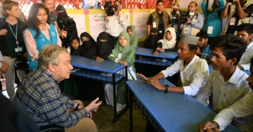 UN chief speaks with Rohingya children at learning centre