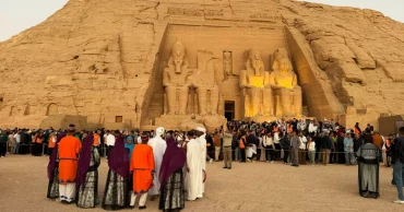 Golden sunbeam illuminates ancient Egyptian temple twice a year