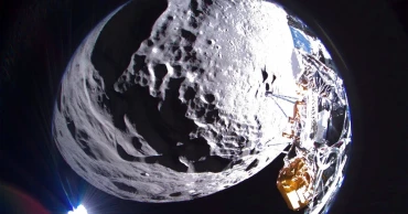 Private US spacecraft is on its side on the moon with some antennas covered up, the company says