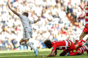 Hazard scores 1st league goal as Madrid beats Granada 4-2