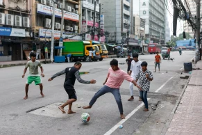 Cricket and Football Take Over Dilkusha Streets on the Weekly Holiday