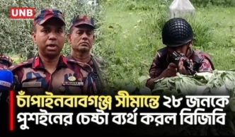 সীমান্তে ২৮ জনকে পুশইনের চেষ্টা বিএসএফের, বিজিবির বাধায় শূন্য রেখায় অবস্থান | Chapainawabganj | UNB