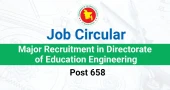 Major Recruitment in Directorate of Education Engineering, Post 658