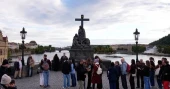 Depeche Mode fans flock to Prague bridge to recreate iconic band photo
