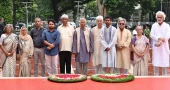 Yunus and his advisers pay respect to language heroes at Shaheed Minar    