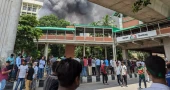 Some vehicles torched near BSMMU Hospital amid clash between protesters, AL activists