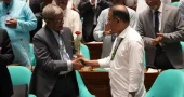 PM congratulates Fakhrul with red rose on he is elected 23rd President