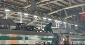 Metro service suspended after youth climbs on train roof