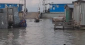 Vehicles stranded as vital ferry terminal in Bhola goes under water