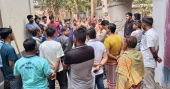 Local people stage demo over alleged irregularities in road construction in Faridpur
