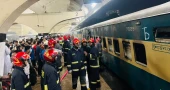Fire breaks out in train coach at Kamalapur Railway Station 