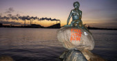 Graffiti painted on Copenhagen's Little Mermaid statue