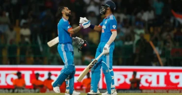 Virat and Rahul shine with centuries as India posts 356 against Pakistan