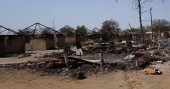 Heavy-loaded fuel truck burns in central Sudan