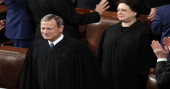 Sans gavel, Roberts is among 4 justices at Trump speech