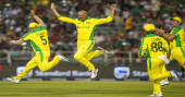 Agar hat trick, Australia thumps SA on return after scandal