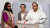 PM Hasina casts vote at Dhaka City College centre