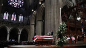 Bush celebrated with praise and humor at cathedral farewell